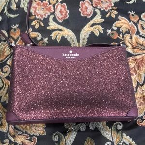 Kate spade shoulder bag burgundy glitter.